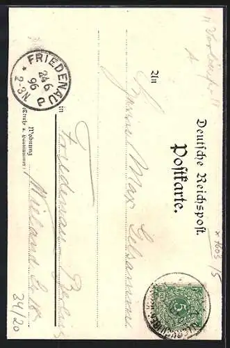 Lithographie Allerheiligen, Ortsansicht mit der Ruine