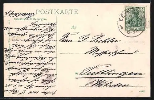 AK Ebingen, Karlstrasse mit Postamt
