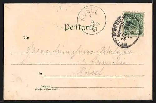 Lithographie Oberstein & Nahethal, Marktplatz & Felsenkirche, Neues Schloss, Totalansicht