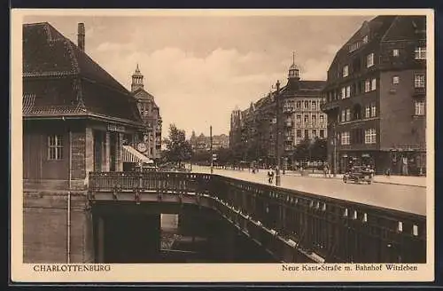 AK Berlin-Charlottenburg, Neue Kant-Strasse mit Bahnhof Witzleben