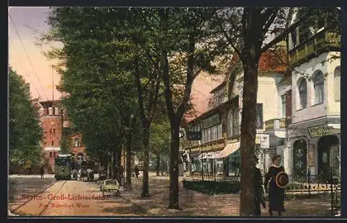 AK Berlin-Lichterfelde, Strassenbahn am Bahnhof West