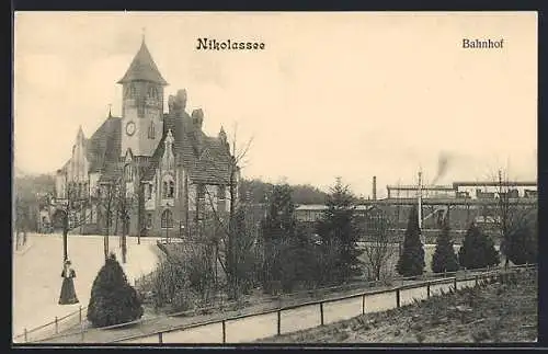 AK Berlin-Nikolassee, Blick auf den Bahnhof