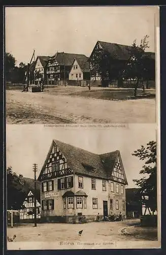 AK Eicha / Thür., Gasthaus zur Eiche und historische Fachwerkhäuser