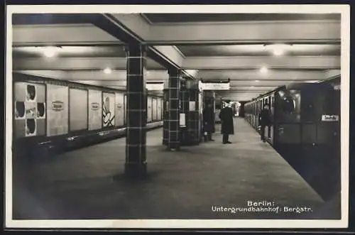 AK Berlin, Untergrundbahnhof, Bergstr., U-Bahn