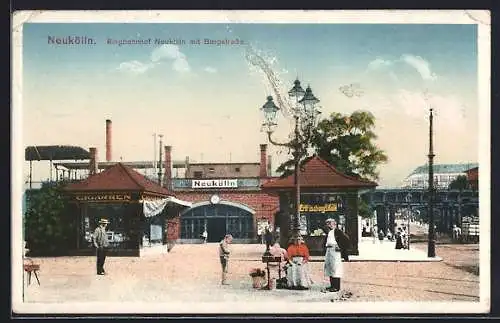 AK Berlin-Neukölln, Ringbahnhof Neukölln mit Bergstrasse