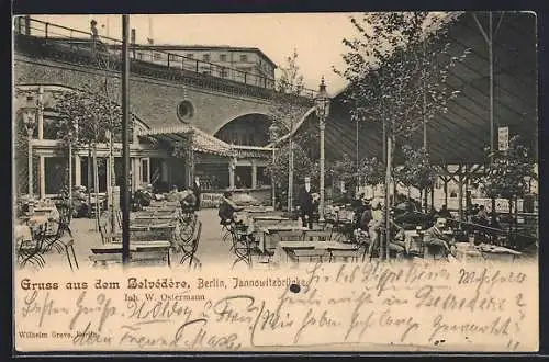 AK Berlin, Gasthof Belvédère von W. Ostermann am Bahnhof Jannowitzbrücke