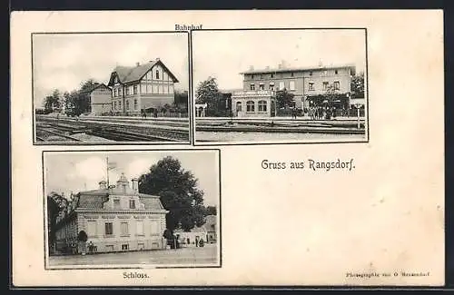 AK Rangsdorf, Gleispartien am Bahnhof, Schloss