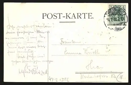 AK Freiburg i. B., Studentenwappen mit Ritterhelm, M.N.U. sei`s Panier