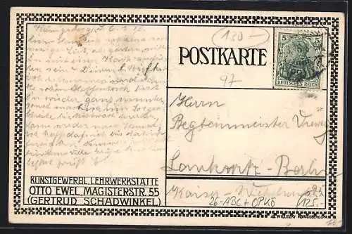 Künstler-AK sign. Gertrud Schadwinkel, Kunstgew. Lehrwerkst. O. Ewel: Königsberg, Preussische Blumenfrauen am Steindamm