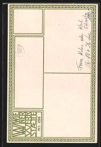 Künstler-AK Wiener Werkstätte Nr. 299, sign. Franz Kuhn oder Karl Schwetz: Wien, Eingang in das untere Belvedere