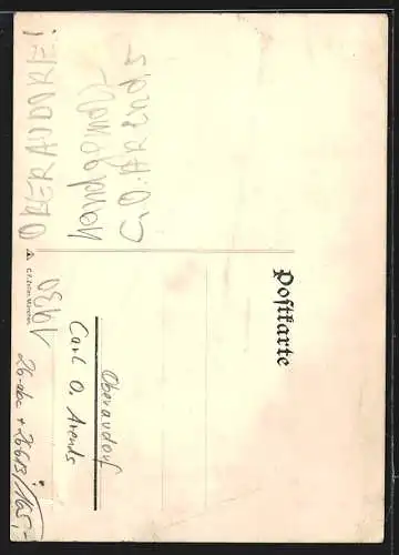 Künstler-AK Handgemalt sign. Carl O. Arends: Oberaudorf, Der Herr Kaplan am Tisch