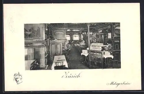 AK Zürich, Bauers Hotel garni und altbaierische Bierhalle Metzgerbräu