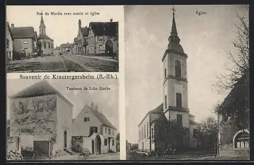 AK Krautergersheim, Eglise, Tombeau de Lilie Goethe