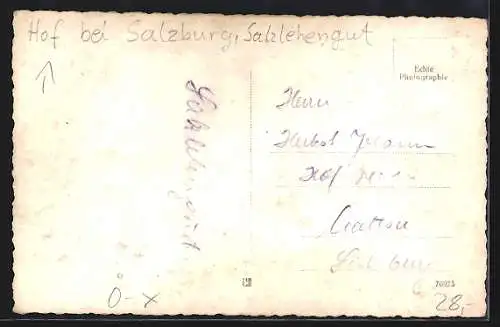 Foto-AK Hof bei Salzburg, Salzlehengut, Eigentümerfamilie und Knechte