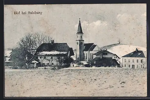 AK Hof bei Salzburg, Ortsansicht im Winter