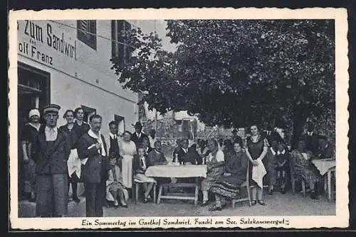 AK Fuschl am See, Gasthof Sandwirt, Sommertag im Garten