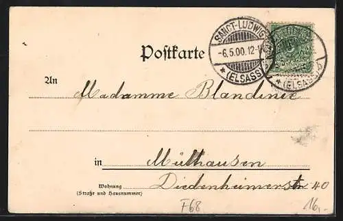 AK St. Ludwig, Baslerstrasse mit Restaurant Stadt Basel