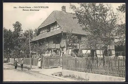 AK Falckwiller, Maison Alsacienne, Ortspartie