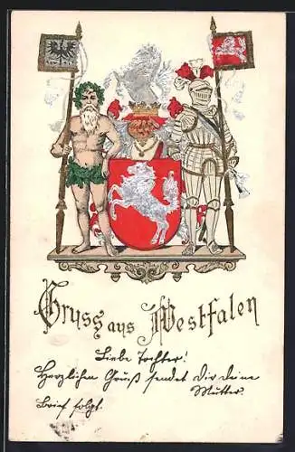 AK Wappen Westfalen mit Ritter