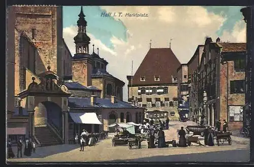 AK Hall, Marktplatz mit Verkaufsständen