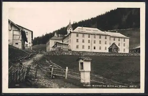 AK Matrei am Brenner, Heiligenhäuschen vor dem Kloster Waldrast