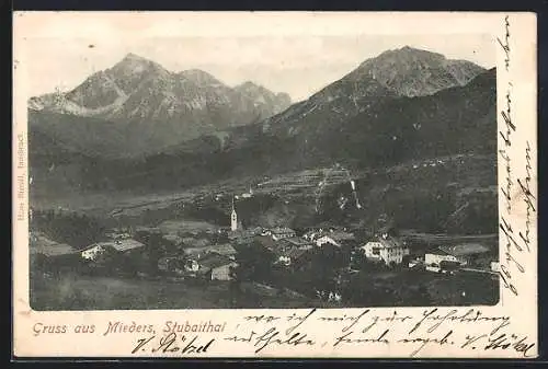 AK Mieders / Stubaital, Gesamtansicht aus der Vogelschau