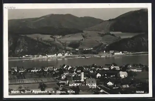 AK Aggsbach a. d. Donau, Markt und Dorf aus der Vogelschau