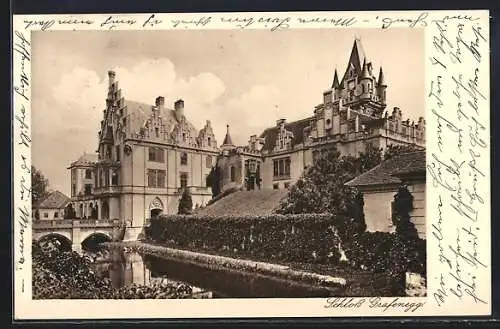 AK Grafenegg, Schloss Grafenegg mit Brücke