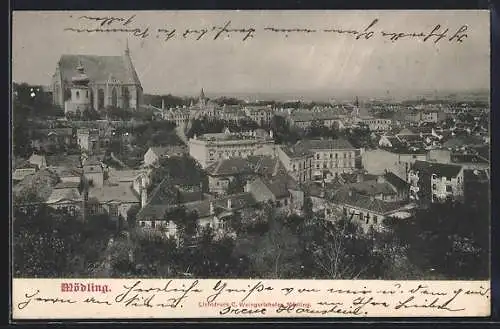 AK Mödling, Teilansicht mit Kirche