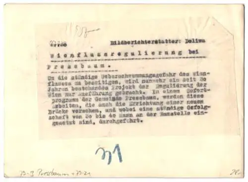 Fotografie Doliwa, Ansicht Pressbaum, Wienflussregulierung soll die Überschwemmungsgefahr mindern