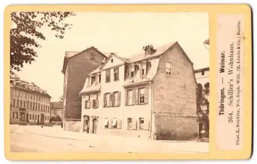 Fotografie E. Schüler, Berlin, Ansicht Weimar / Thüringen, Schillers Wohnhaus mit Strassenansicht