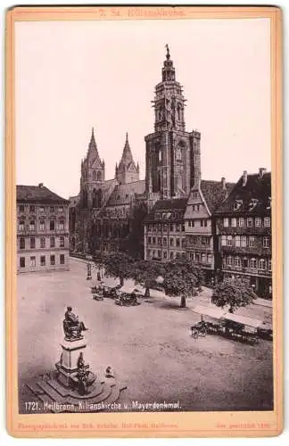 Fotografie H. Schuler, Heilbronn, Ansicht Heilbronn, Marktstände zwischen Kilianskirche & Meyer-Denkmal