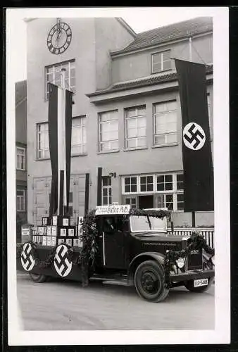 Fotografie unbekannter Fotograf, Ansicht Kirchheim /Teck, Propaganda Werbe LKW MAN Diesel der Otto Ficker AG, 