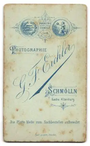 Fotografie G.F. Eichler, Schmölln, Porträt eines jungen Mannes