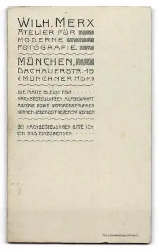 Fotografie Wilhelm Merx, München, Dachauerstr. 19, Porträt einer jungen Frau