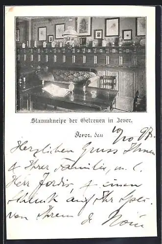 AK Jever, Gasthaus Stammkneipe der Getreuen, Innenansicht