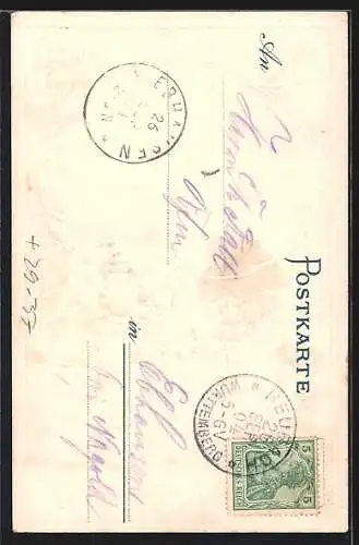 Passepartout-Lithographie Wildberg / Schwarzwald, Ortsansicht aus der Vogelschau, Wappen