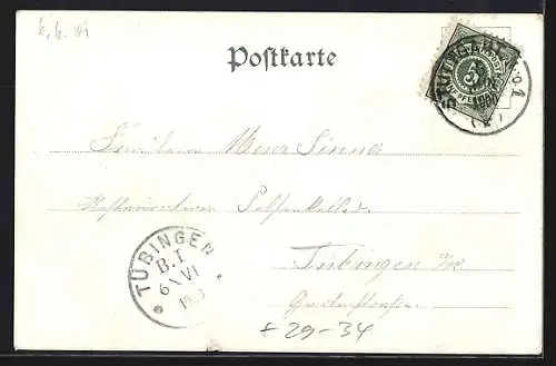Passepartout-Lithographie Stuttgart, Kaiser-Wilhelm-Denkmal