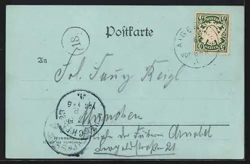 Mondschein-AK Aigen a. Inn, Leonhartskirche, Totalansicht