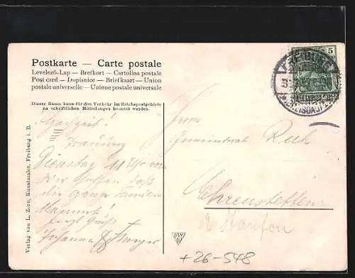 Künstler-AK Ludwig Zorn: Freiburg-Günterstal, Hotel-Pension zur Kyburg v. G. A. Trescher