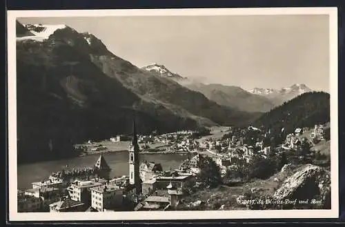 AK St. Moritz-Dorf und Bad aus der Vogelschau