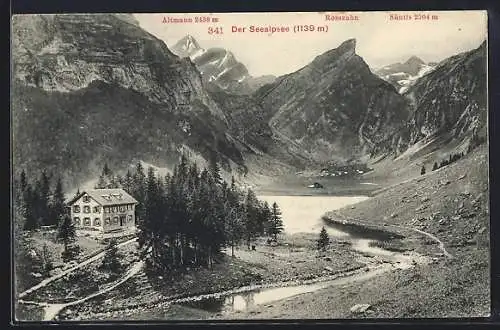 AK Seealpsee, Seepartie mit Altmann, Rosszahn und Säntis