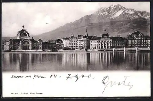 AK Luzern, Panorama mit Pilatus