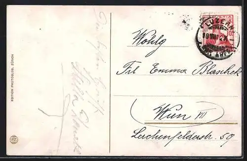 AK Luzern, Kapellbrücke und Wasserturm