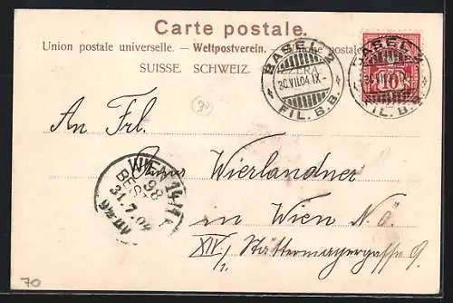 AK Basel, Alte Rheinbrücke, um 1900, Strassenbahn