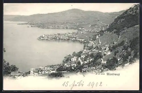 AK Montreux, Panoramablick auf Ort und Umgebung