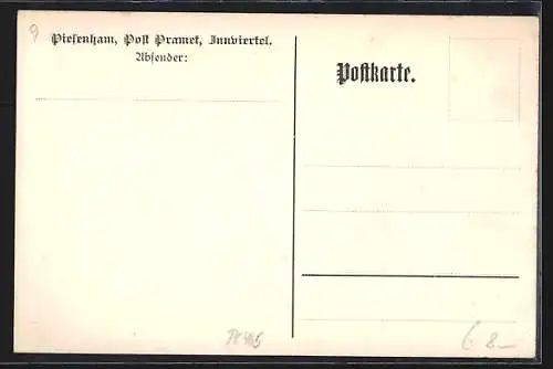 AK Piesenham /Pramet, Das Muadastübl in Stelzhammer`s Geburtshaus, Gedicht `s Muadastübl