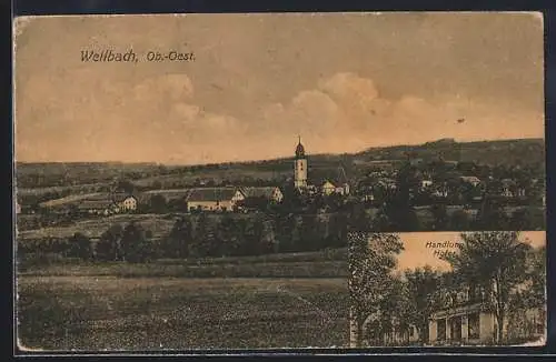 AK Weilbach, Panorama mit Handlung Hofer