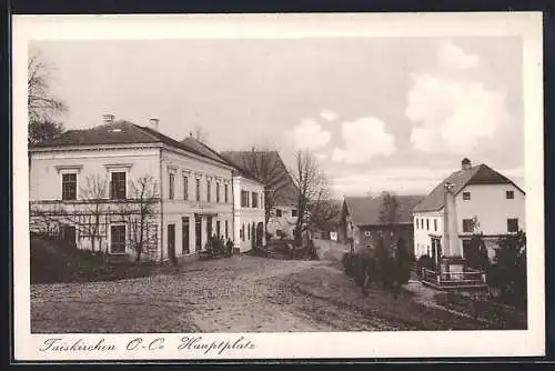 AK Taiskirchen, Hauptplatz mit Gasthaus und Denkmal