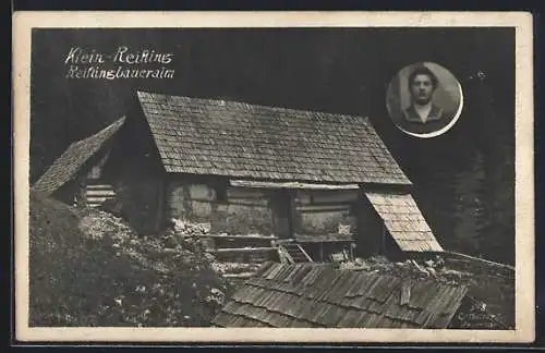 Foto-AK Klein-Reifling, Reiflingbaueralm mit Portrait einer Frau